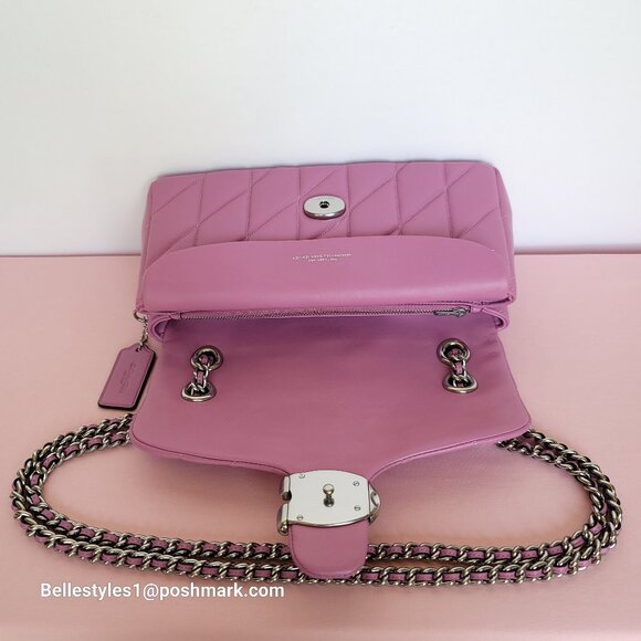 COACH Tabby 26 Quilted Smooth Nappa Leather MEDIUM Shoulder Bag - Fuchsia color⭐ - Picture 12 of 16